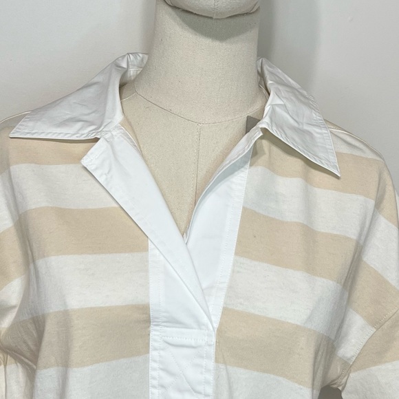 Everlane The Organic Cotton Polo Dress Striped Beige Size Small - Picture 9 of 12